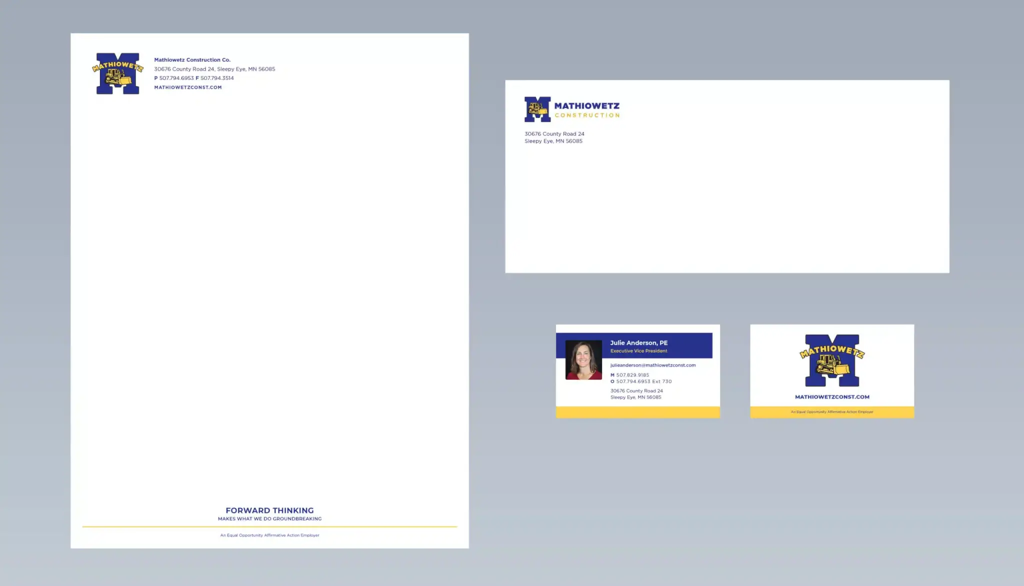 Mathiowetz Construction stationary mockups