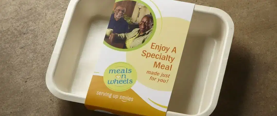 Meals on Wheels branded food packaging