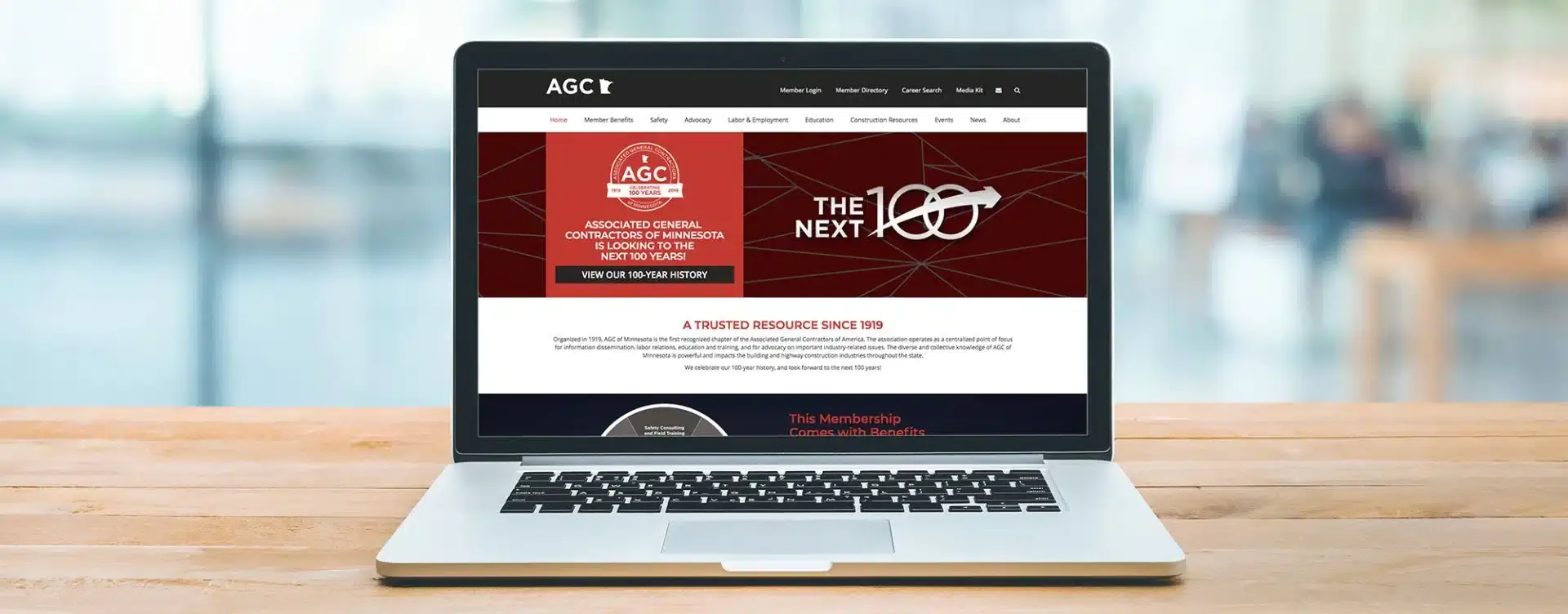 AGC website on laptop