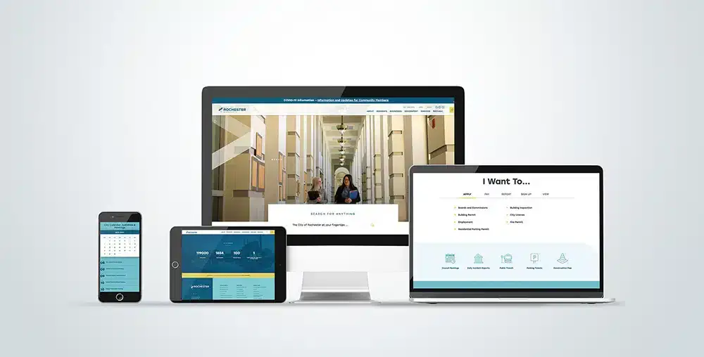 Rochester website on different types of screens