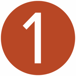 Number 1 in white inside a fiery red circle