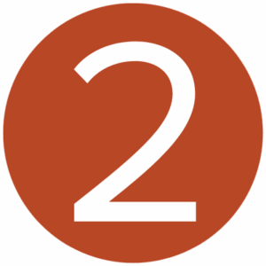 Number 2 in white inside a fiery red circle